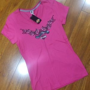 Harley Davidson Pink V-neck Small